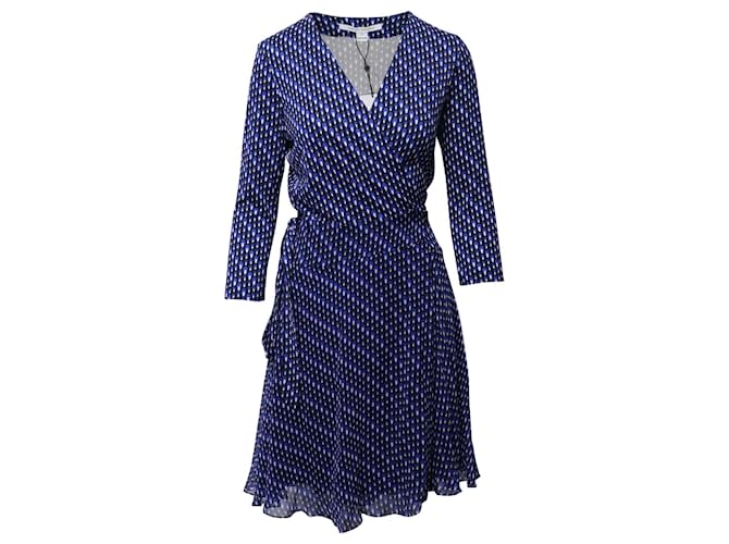 Diane Von Furstenberg Irina Wrap Flare Dress in Blue Silk  ref.1098129