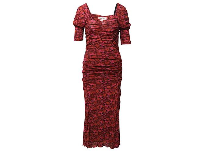 Diane Von Furstenberg Dacey Rüschenkleid aus rotem Nylon  ref.1098130
