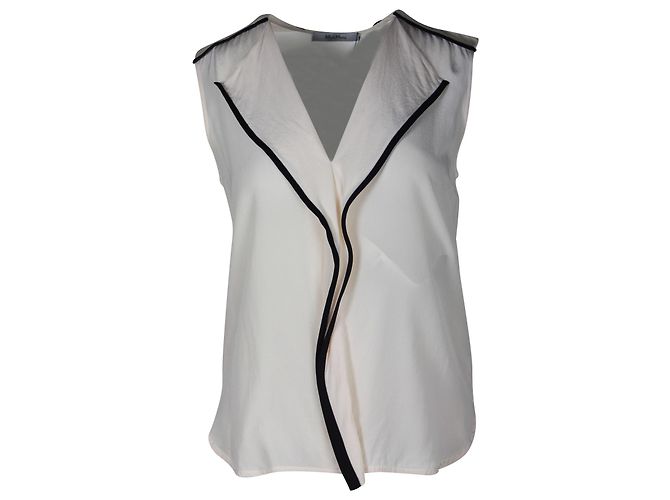 Top smanicato Max Mara in seta bianca Bianco
