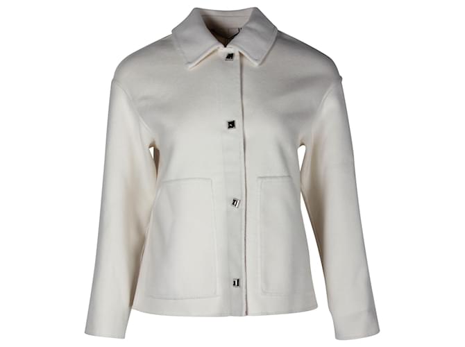 Hermès Hermes Paris-Jacke mit Knopfleiste vorne aus weißem Kaschmir Wolle  ref.1098138