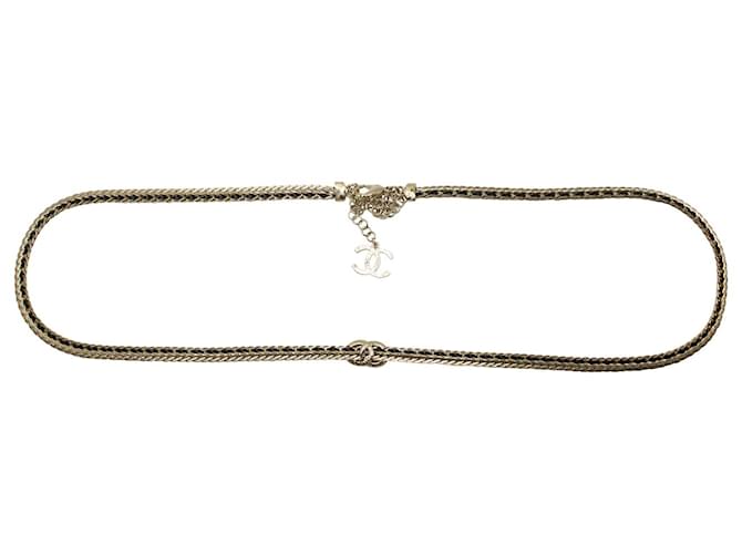 Cinto de corrente com logotipo intertravado Chanel em metal dourado  ref.1098150