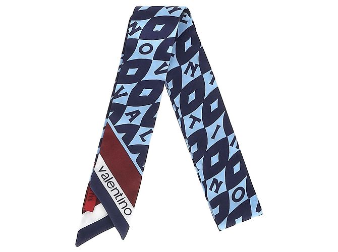 Valentino Garavani Sciarpa Valentino con stampa logo in seta blu