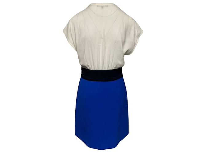 Maje Color Block Dress in White Viscose Cellulose fibre  ref.1098170