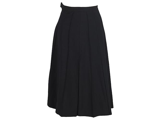 Chanel A-Line Pleated Midi Skirt in Black Wool  ref.1098174