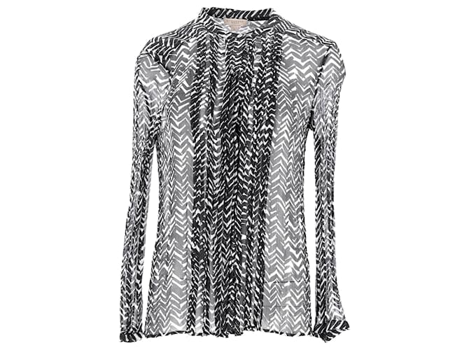 Burberry Brit Printed Sheer Blouse in Multicolor Polyester Black  ref.1098196