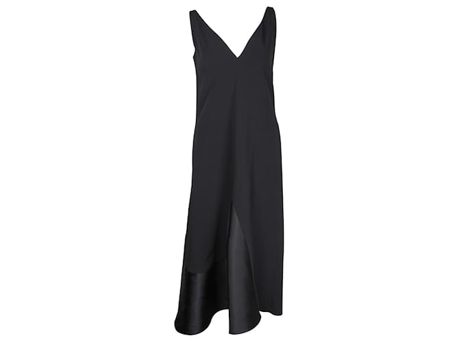 Stella Mc Cartney Stella McCartney V-neck Midi Dress in Black Viscose Cellulose fibre  ref.1098198