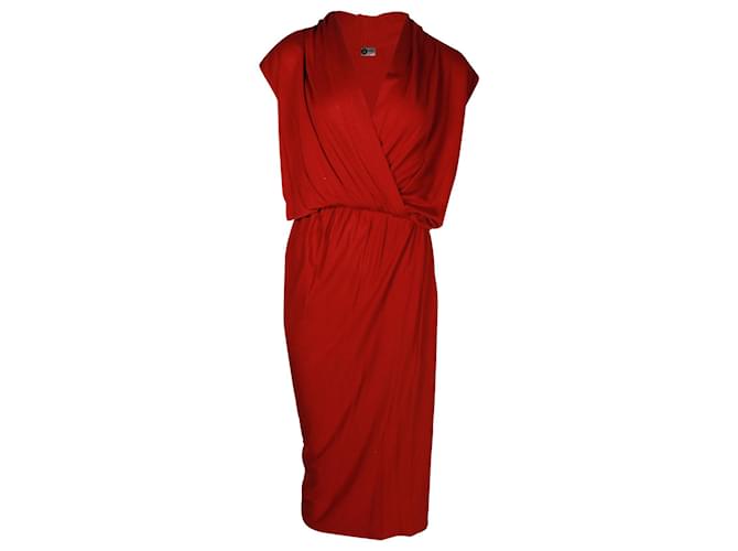 Lanvin Wrap Style Dress in Red Viscose Cellulose fibre  ref.1098201