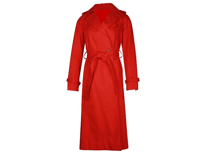 Maje Goldie Trench Coat in Red Cotton  ref.1098204