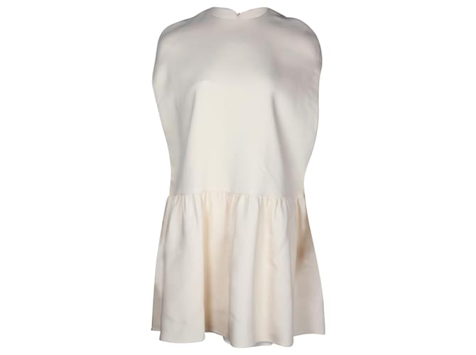 Valentino Garavani Cape-Effect Gathered Mini Dress in Cream Silk White  ref.1098205