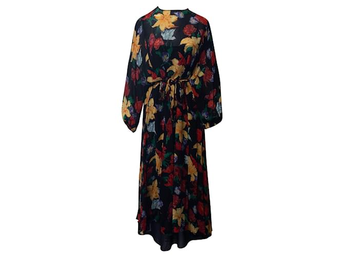 Autre Marque Rixo Belted Floral Print Midi Dress in Multicolor Polyester   ref.1098209