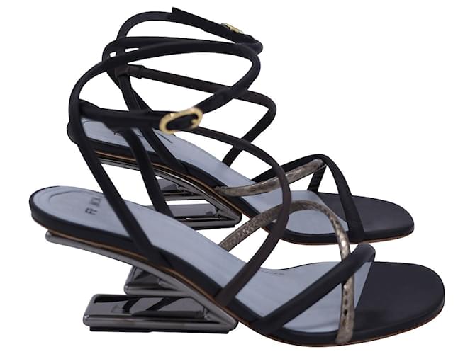 Fendi First F Strappy Sandals in Black Leather  ref.1098214