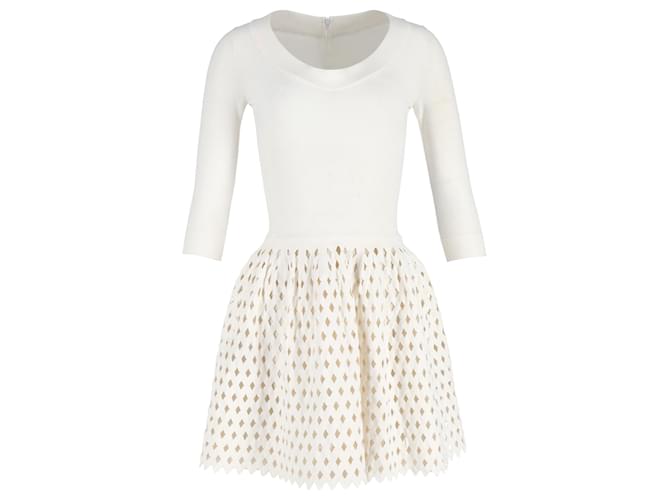 Alaïa Alaia Perforated Skirt Mini Dress in White Cotton  ref.1098221
