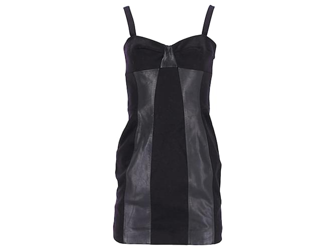Joseph Panel Corset Dress in Black Wool and Leather  ref.1098228