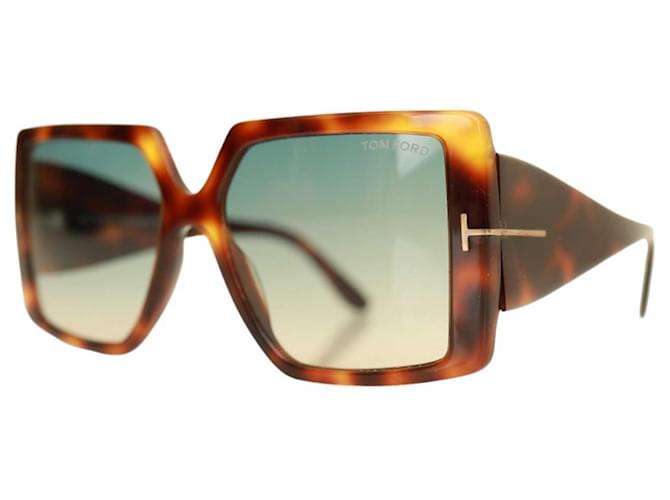 Tom Ford Quinn TF790 53P Blonde Havana Brown Oversize Designer Sunglasses Plastic  ref.1098252