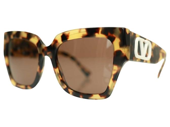 Valentino VA 4082 503673 Havana Brown Oversize Designer Sunglasses Plastic  ref.1098254