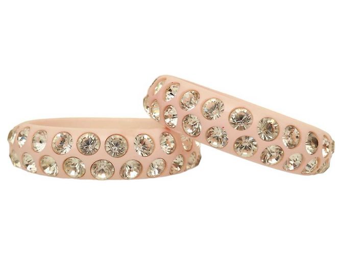 Blumarine bracciale bangle largo da donna con cristalli rosa tempestati di strass lucidi
