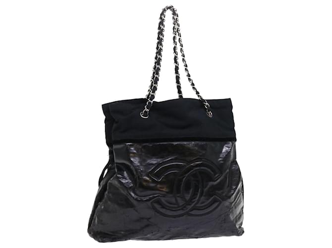 CHANEL Chain Shoulder Bag Patent Leather Black CC Auth bs8271  ref.1098368