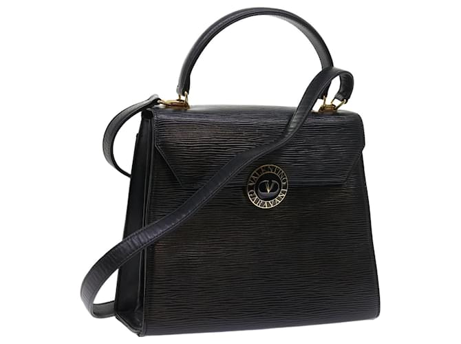 VALENTINO Hand Bag Leather 2way Black Auth yk9028  ref.1098385