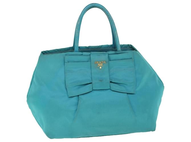 PRADA Borsa a mano Nylon Blu Turchese Auth 56277  ref.1098398