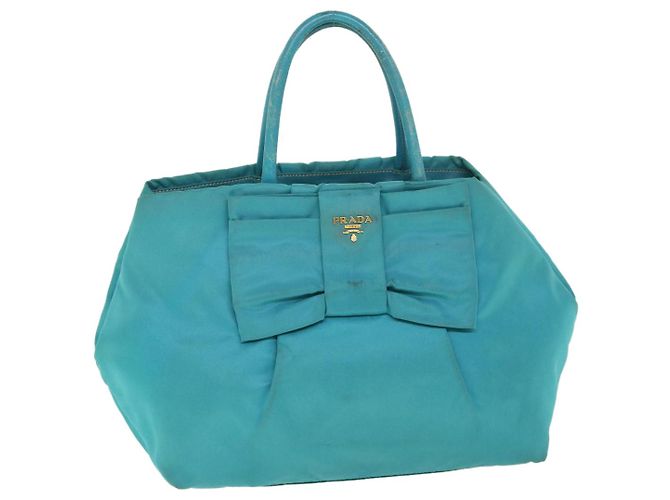PRADA Handtasche Nylon Türkis Blau Auth 56277