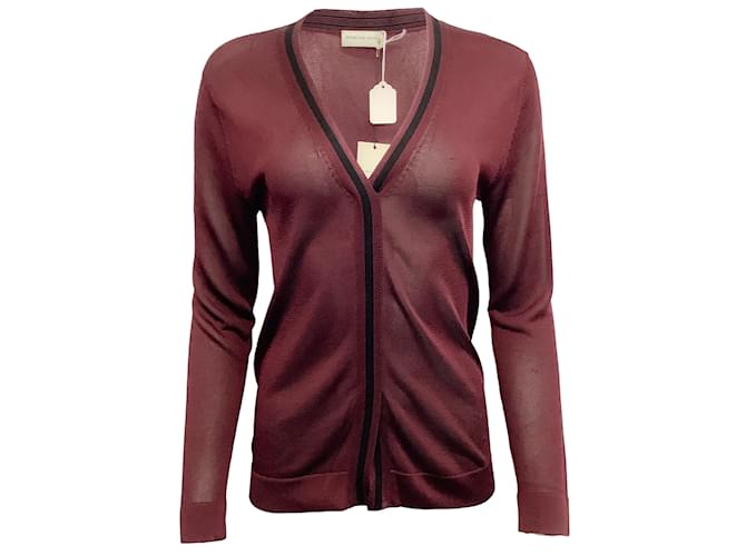 Maglione con scollo a V Marjella bordeaux di Dries van Noten Rosso Viscosa  ref.1098439