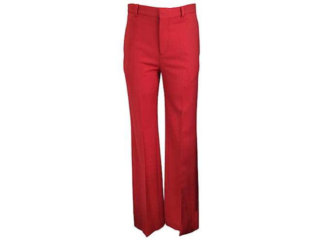 Balenciaga Rojo 2019 Pantalones de lana sastre con pliegues en la parte delantera Roja Poliéster  ref.1098450
