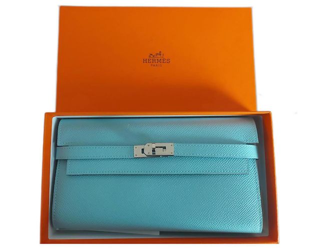 Hermès Kelly Wallet Light Blue Leather