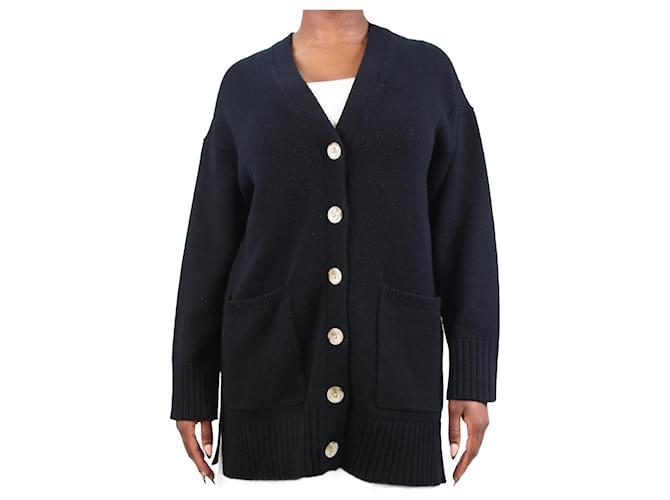 Autre Marque Black pocket cardigan - size L Wool  ref.1098493