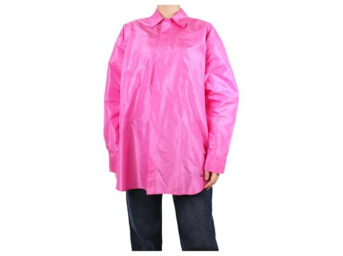 Autre Marque Pink Bendigo high-low silk shirt - size UK 8  ref.1098495