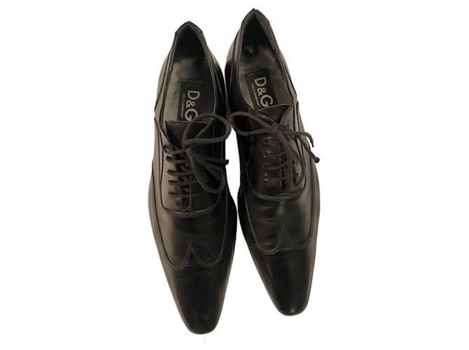 DOLCE & GABBANA, Richelieu, Sapatos masculinos de couro Preto  ref.1098532