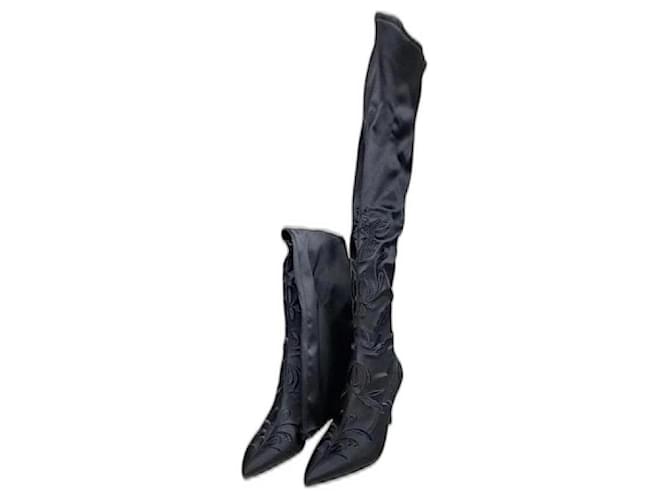 Zara Boots Black Satin  ref.1098548