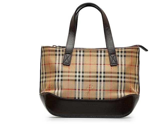 Burberry Brown Haymarket Check Handbag Beige Cloth Cloth  ref.1098568