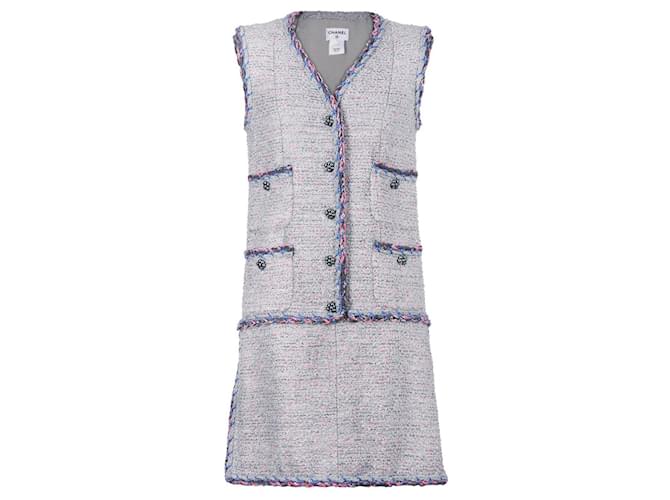 Chanel 9K$ New Cara Delevingne Tweed Dress Grey  ref.1098640