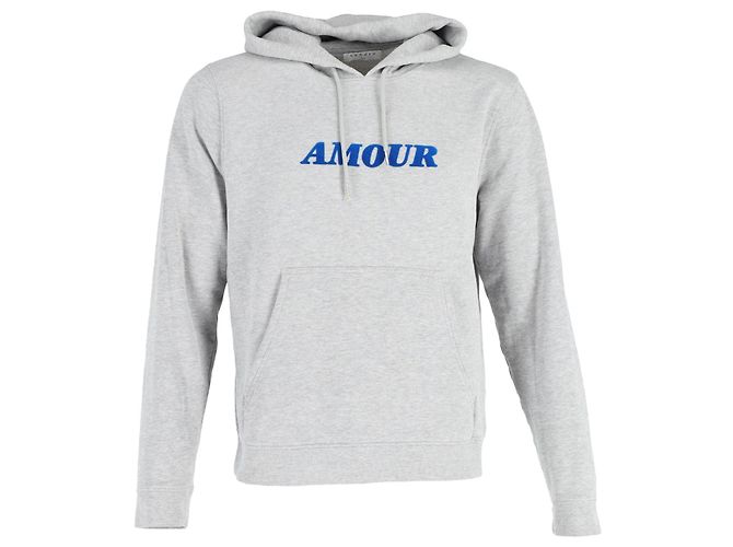 Sandro Amour Kapuzenpullover aus grauer Baumwolle mit Applikation