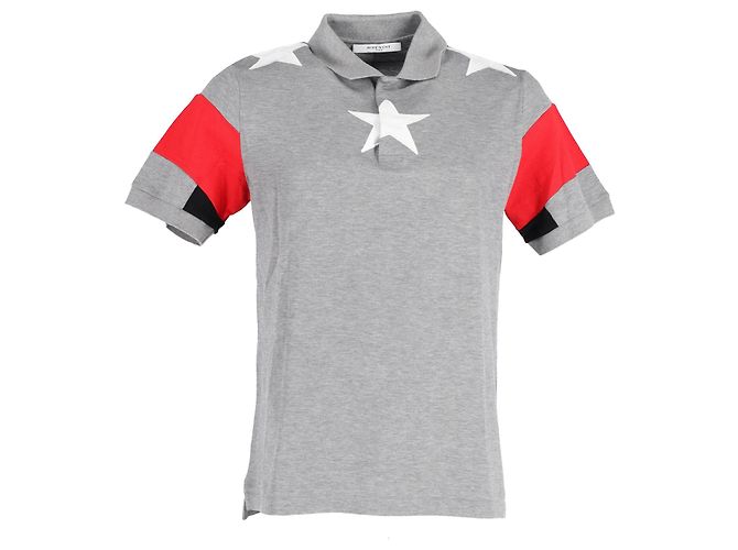 Polo Givenchy a stelle e strisce cubane in cotone grigio