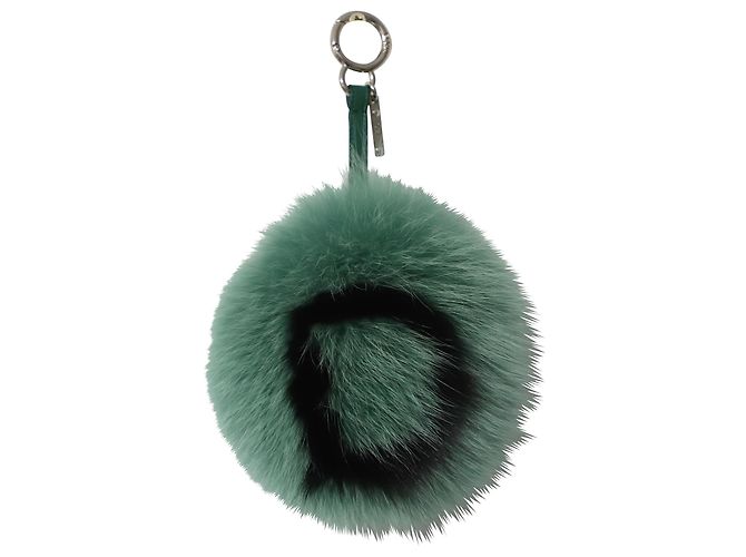 Fendi Initial Pom-Pom Charm in Green Fur
