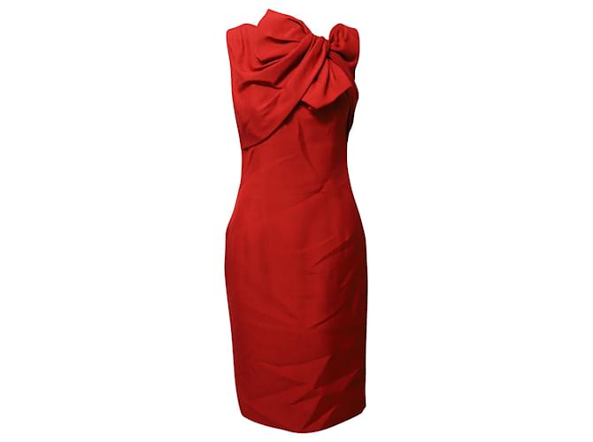 Giambattista Valli Bow Detail Shift Midi Dress in Red Silk  ref.1098680
