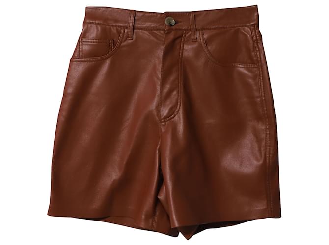 Nanushka High-Waisted Shorts in Brown leather  ref.1098682