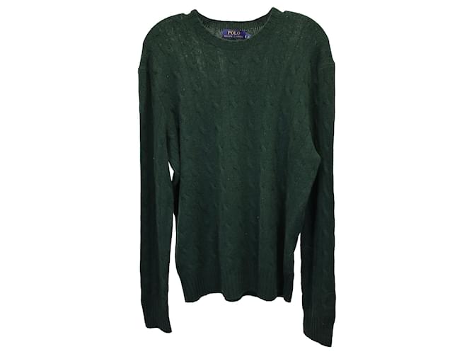 Polo Ralph Lauren Cable Knit Jumper in Green Cashmere Wool  ref.1098694