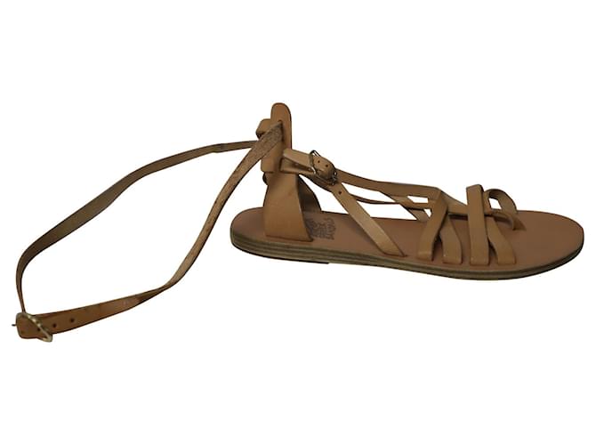Ancient Greek Sandals Strappy Gladiator Sandals in Nude Leather Flesh  ref.1098710