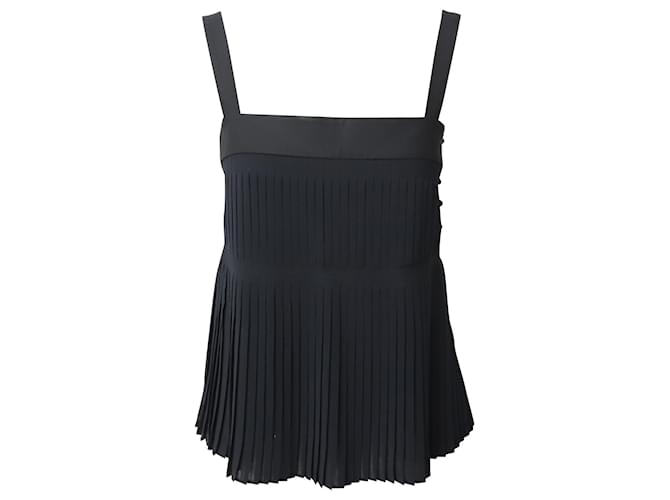 Theory Pleated Strap Top in Polyester Black  ref.1098714