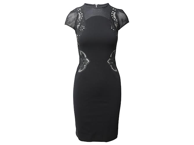 Stella Mc Cartney Stella McCartney Lace Pattern Knee-Length Dress in Black Modal Cellulose fibre  ref.1098718