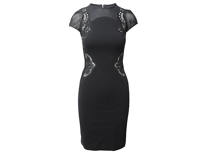 Stella Mc Cartney Stella McCartney Knielanges Kleid mit Spitzenmuster aus schwarzem Modal Zellulosefaser  ref.1098718