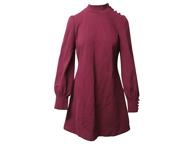 Kate Spade Turtle Neck Puffy Long Sleeve Shift Dress in Maroon Rayon Brown Red Cellulose fibre  ref.1098720