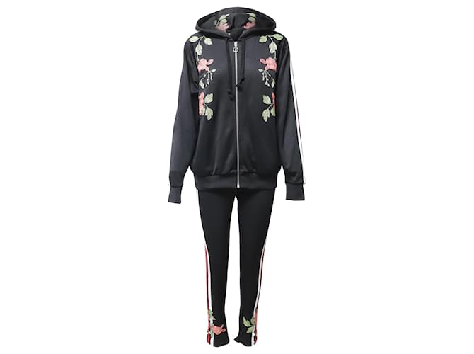 Gucci-Trainingsanzug mit Blumenstickerei aus schwarzem Polyester  ref.1098724