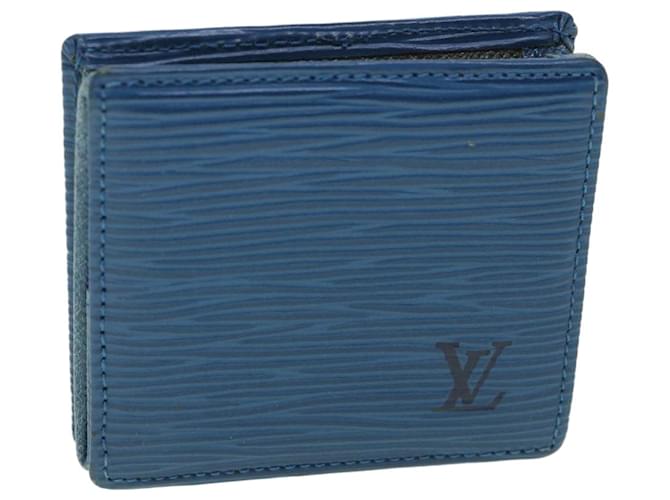 LOUIS VUITTON Epi Porte Monnaie Boite Coin Purse Blue M63695 LV Auth 56335 Leather  ref.1098773