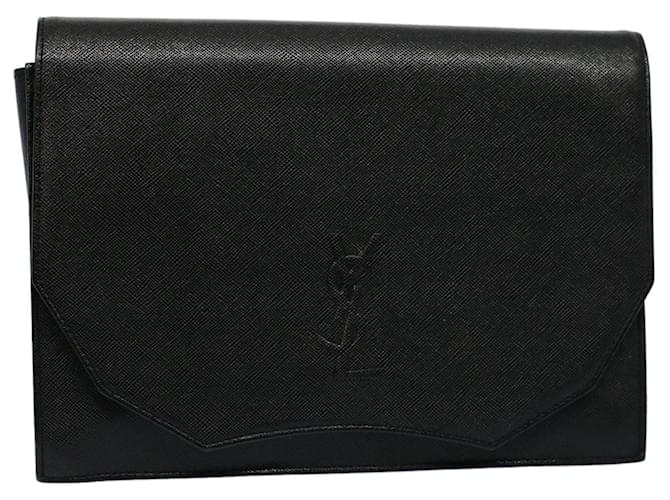 SAINT LAURENT Clutch Bag Leather Black Auth yk8934  ref.1098793
