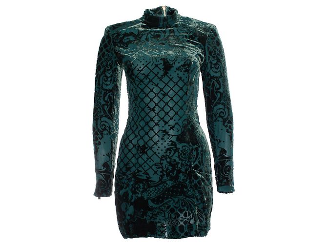 Autre Marque Balmain X H&M, grünes Samtkleid