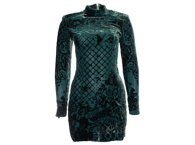 Autre Marque Balmain X H&M, robe en velours vert Viscose  ref.1098847