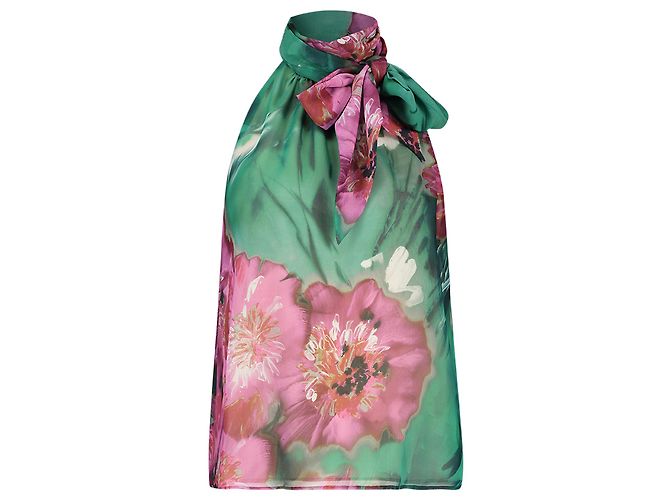 Autre Marque Monique Singh, Geblümtes Neckholder-Top Grün Lila
